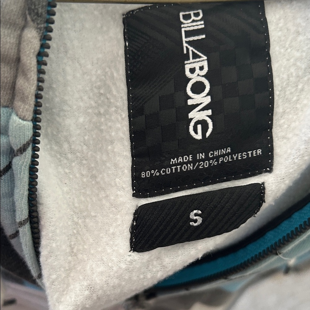 Billabong Blue and White Graphic Zip-Up hoodie - Picture 3 of 3